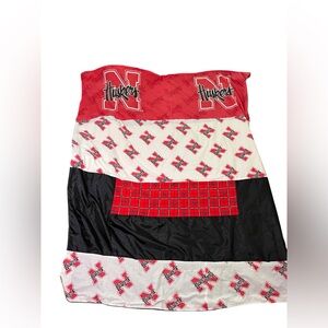 Handmade Nebraska Huskers Throw Blanket Patchwork Quilt Lightweight Red 57x68